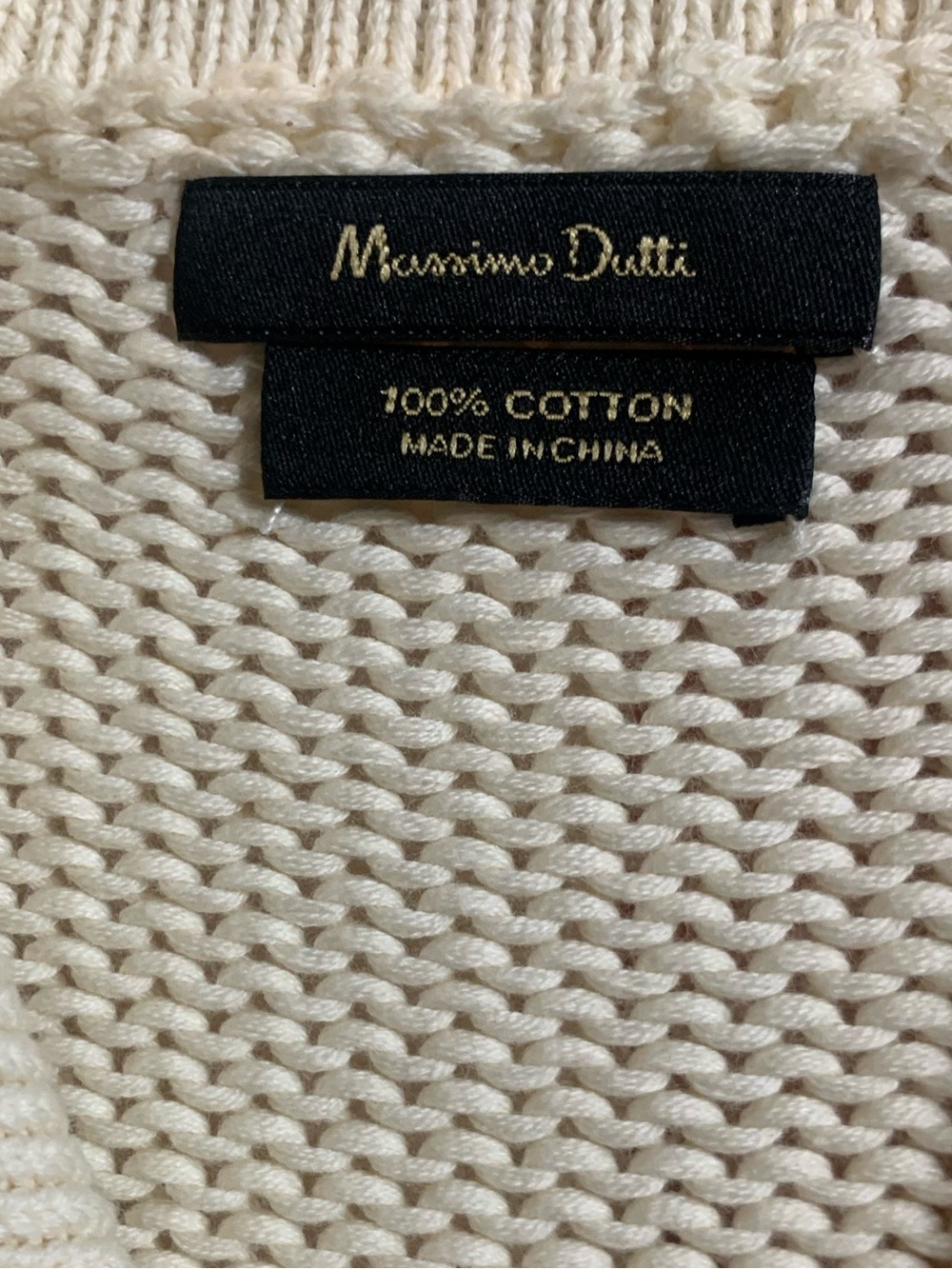Massimo Dutti Cream Contrast Trim Cotton Knit Cardigan Jacket Oversized XS NWOT - Picture 5 of 9
